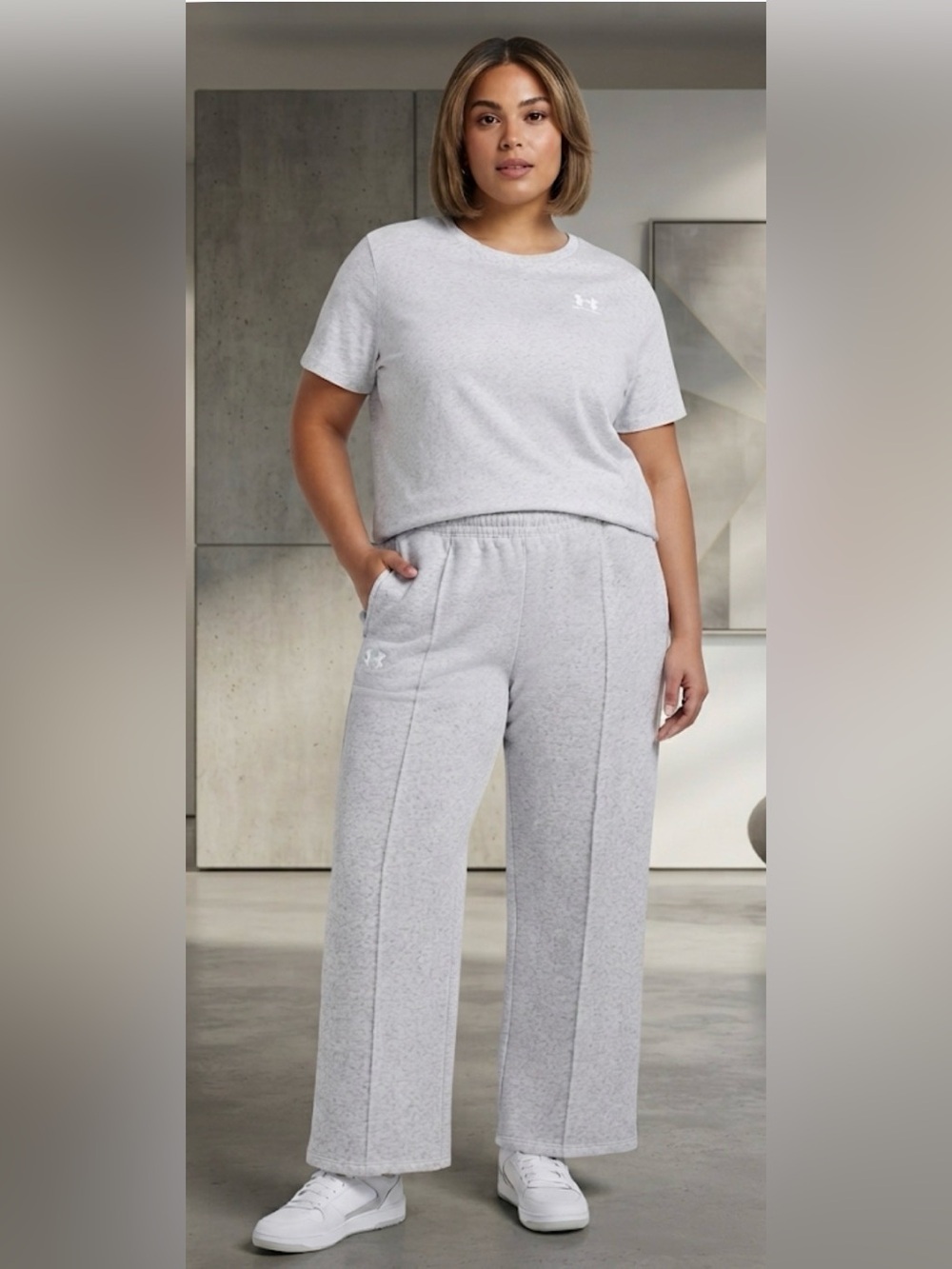 Under Armour Light Gray Wide-Leg Sweatpants